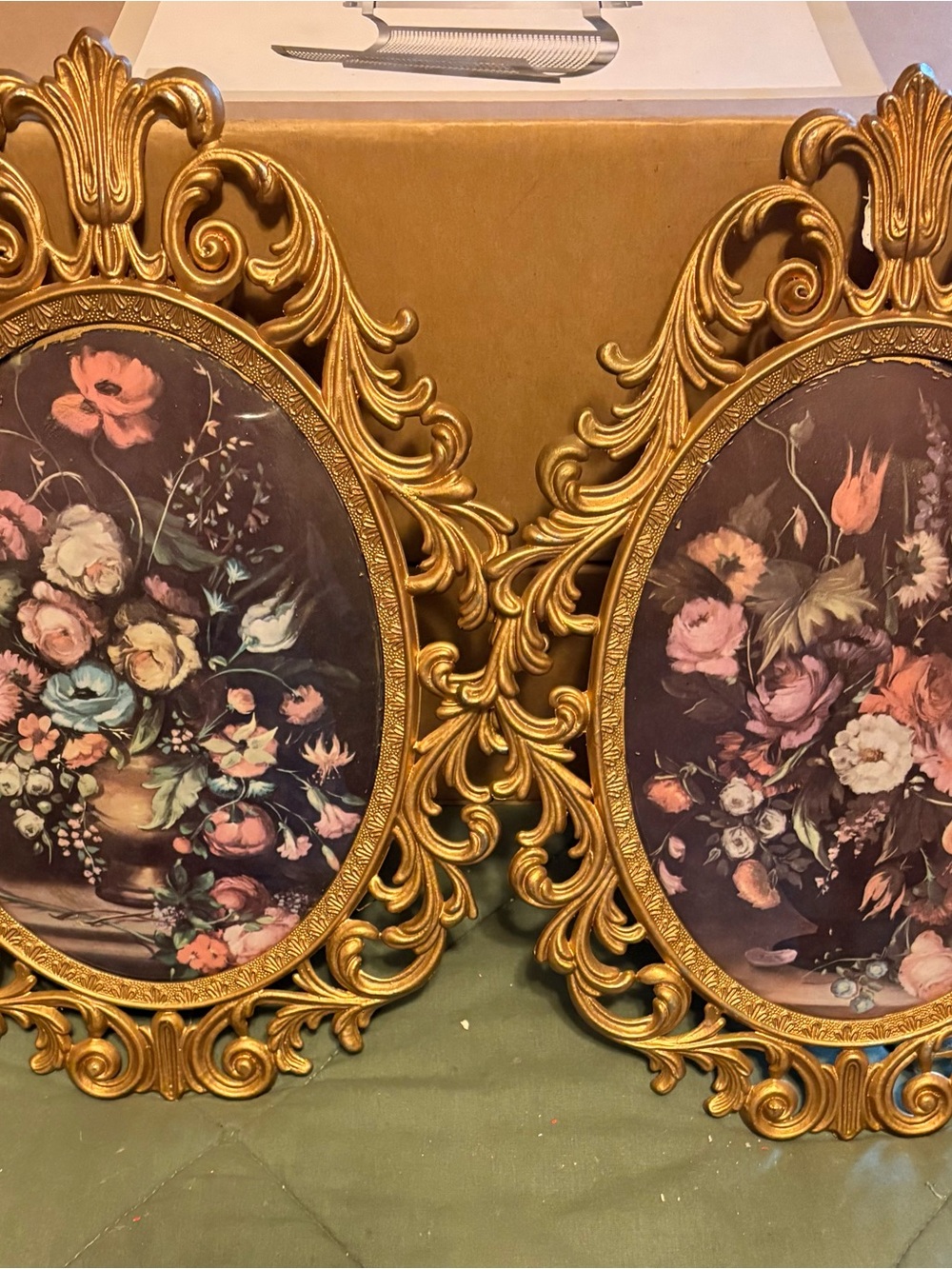 Ornate Gold Floral Wall Art Pair - Classic Home Accents